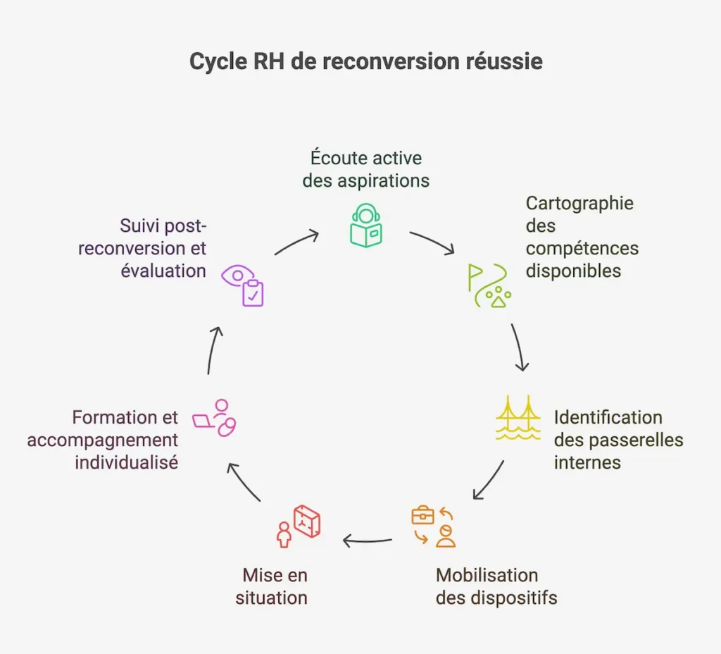 Infographie Le cycle RH d’une reconversion réussie 