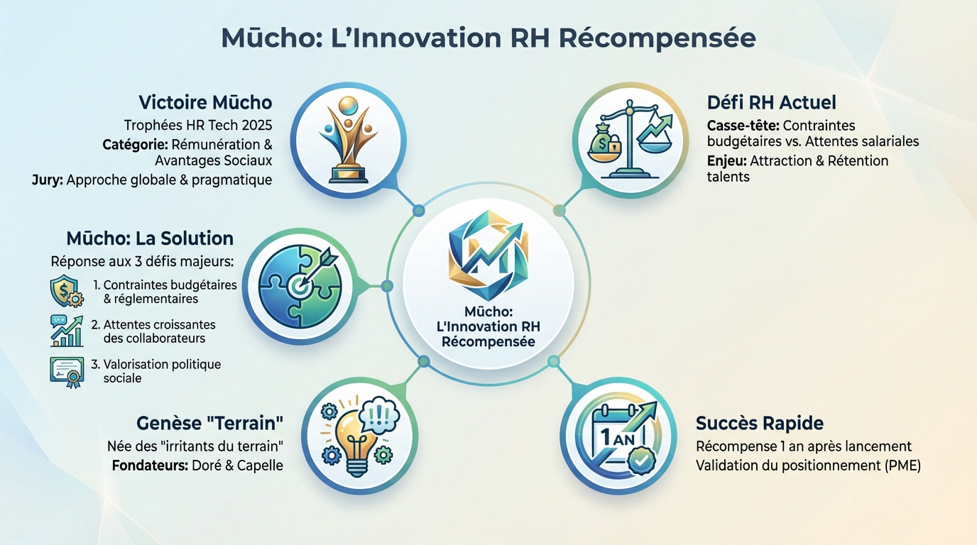 Remise du prix Rémunération et avantages sociaux 2025 à l'équipe Mūcho lors des Trophées HR Tech